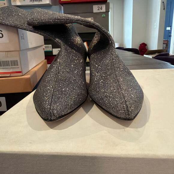 Gia Couture Gia Ankle Boot Glitter Grigio size 37 US 6.5/7 stretch bootie NEW